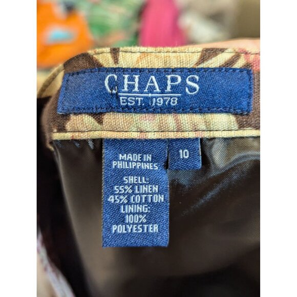 Chaps Vintage Floral A-Line Skirt Button Linen Cotton Size 10 - Picture 7 of 7